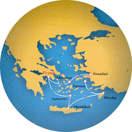 4day Aegean classic Cruise. To the Aegean islands and Kusadasi (Ephessos).